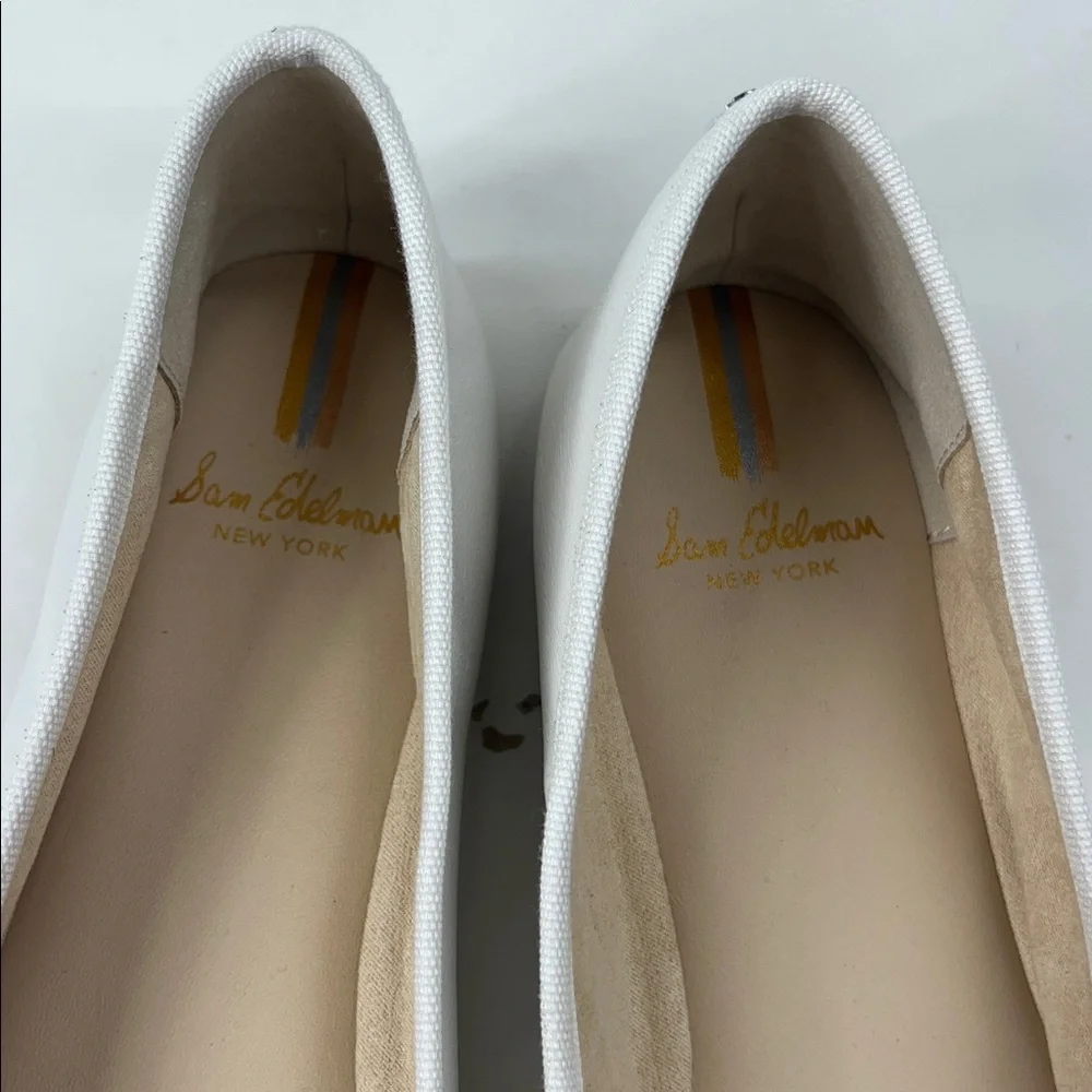 New Sam Edelman Womens Felicia Luxe White Leather Slip-On Ballet Flats Size 10 - Picture 4 of 6